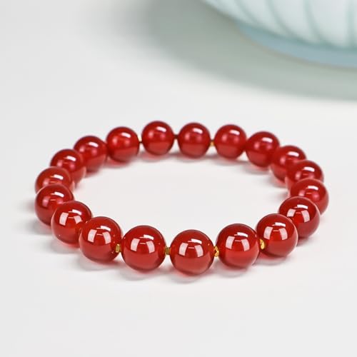 Gemstone Beaded Necklace for Women, Trendy 18K Gold Plated Hematite Natural Stone Bead Choker, Boho Handmade Summer Beach Necklaces for Women Everyday Western Jewelry Gifts - color: Red Carnelian
