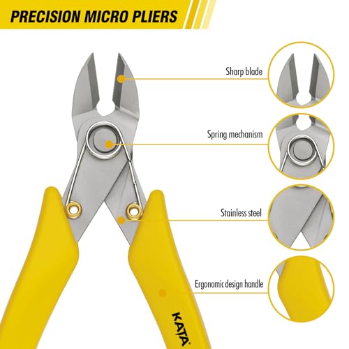 KATA 2Pack Micro Wire Cutters For Electronics Flush cutters, 6 Inch Precision Micro Cutters for Cut Precision Electronics, Jewelry, Soft Copper Wire, Cables - color: 2 Pack 6 Inch Micro