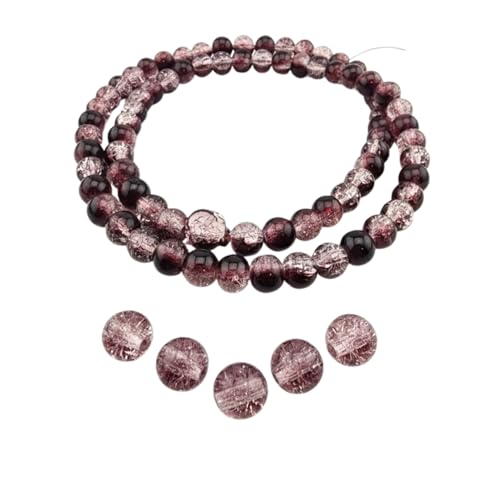 DandS ltd Crackle Lampwork Glass Beads for Jewelry Making, Hematite Quartz, Vibrant DIY Bracelets, Necklaces, Beading Supplies & Craft Kits for Handmade Jewelry, 80pcs 0.39 inch (10mm), #J263-10 - color: Hematite Quartz