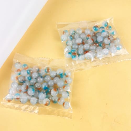 100 Pack 8mm Glass Beads for Jewelry Making, Graduated Color Mix, Bulk DIY Craft Supplies - color: Color1