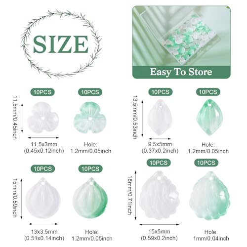 Beadthoven 80Pcs Lampwork Glass Leaf Pendants Mixed Color Crystal Glass Flower Leaves Charms Small Cute Charms Glass Leaf Beads for DIY Crafts Handmade Bracelet Necklace Earrings Jewelry Making - color: Leaf-8 Styles