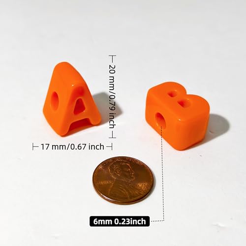 26PCS Large 6mm Hole Letter Beads, 20mm Acrylic Beads A to Z,for DIY Jewelry Making Kit Friendship Bracelet Key Chain and Bag Charms (26 A to Z Orange) - color: 26 A to Z Orange