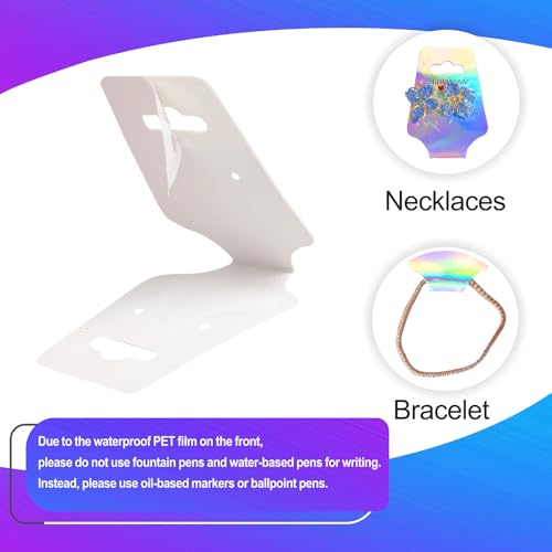 210 PCS Bracelet Holographic Display Cards Sturdy Necklace Holder Cards Self Adhesive Jewelry Packaging Selling Card for Small Business of Keychain Earring Hair Band and Scrunchies Hanging - color: 210 Holographic