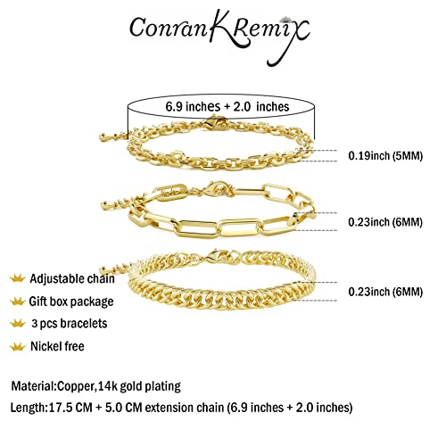 Waterproof Gold Chain Bracelet For Women Non Tarnish,14K Gold Plated Link Dainty Bracelets Stake Layered Bracelet Set Hypoallergen Gold Jewelry - color: Style-9