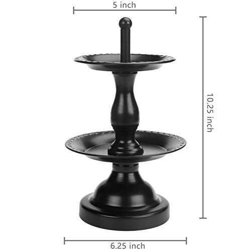 MyGift Earring Storage Rack Organizer, Metal Jewelry Tree, Necklace and Bracelet Hanger with Wooden Ring Tray Trinket Holder - Holds 68 Pairs of Earrings (Black-2-Tier) - color: Black-2-Tier