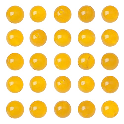 AD Beads 8mm Natural Round Loose Beads 110 Pieces, for Making 108 Mala Prayer Beads Necklace, Bracelet & Yoga Meditation, Jewelry Design (Yellow Jade) - color: Yellow Jade