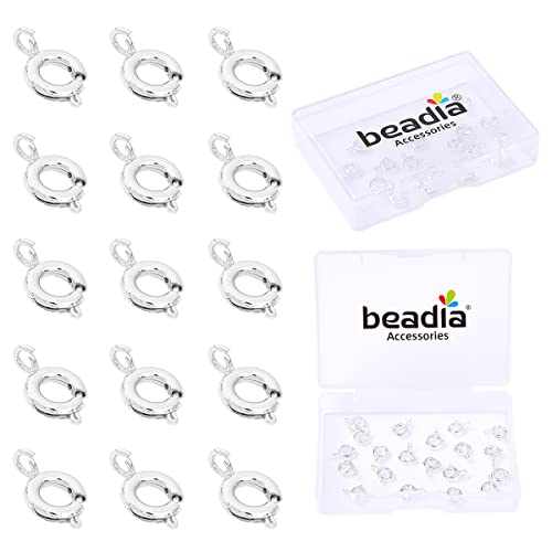 BEADIA Silver Plated Spring Clasps Non Tarnish 6mm 20pcs for Jewelry Making Findings - color: Spring Clasps Silver, size: 6mm