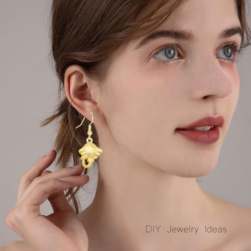 Julie Wang 90PCS Alloy Ocean Pendants Antique Silver Gold Tone Mermaid Tail Seahorses Shell Starfish Mixed Sea Charms for Necklace, Bracelet Summer Beach Jewelry Nautical Themed Craft Supplies - color: Gold Tone