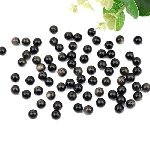 4mm 200pcs Natural Stone Round Beads Golden Obsidian Genuine Stone Beading Loose Gemstone DIY Charm Smooth Beads for Bracelets Necklaces Earrings Hole Size 1mm (Golden Obsidian 4mm) - color: Golden Obsidian, size: 4mm