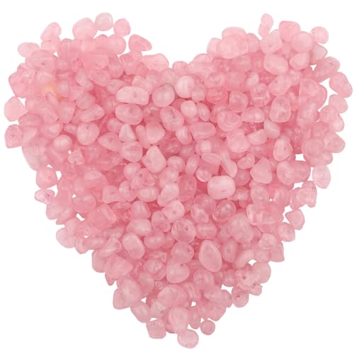 400pcs Natural Chip Stone Beads for Jewelry Making Rose Quartz 5-8mm Irregular Gemstones Healing Crystal Loose Rocks Bead Hole Drilled for Ring Earrings Necklace Bracelet Making DIY Art Crafts - color: Rose Quartz (2 Strands-62")