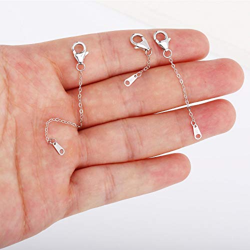 Sterling Silver Extenders Chain Necklace Extension Chains for Jewelry Making(1 2 3 inch) - color: Silver