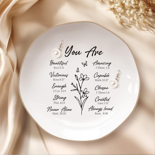 LITTLEBIGGER Christian Gifts for Wome – Bible Verses Jewelry Tray, Spiritual and Religious Gifts for Women, Christian Gifts – Personalized Jewelry Dish, Christmas Gift – Religious Ring Dish - style: You Are-Heptagon