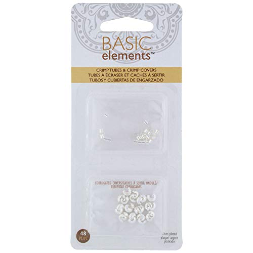 The Beadsmith Basic Elements Crimp Tubes & Corrugated Crimp Covers Designed to Secure The Ends of Jewelry Stringing Cables & Wires, Silver Color
