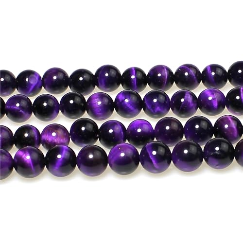 MJDCB Stone Beads 6mm 60pcs Round Purple Tiger's Eye Loose Gemstone Bead Charms for Jewelry Making Bracelet Necklace Earring Pendant - color: Purple Tiger's Eye, size: 6mm