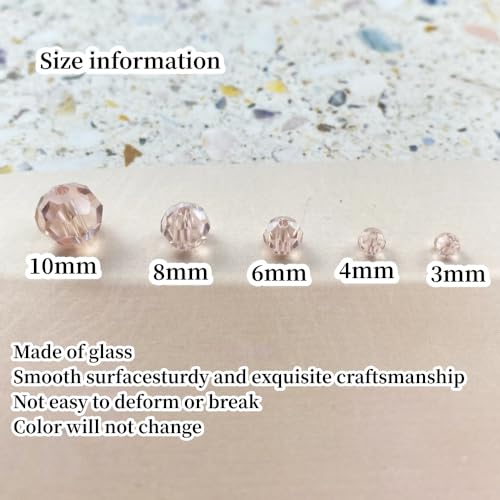 Crystal Glass Beads 50 Pieces 10mm Round Faceted Glass Spacer Beads for Jewelry Making Bracelet Earring Necklace DIY Craft Supplies(Pink AB) - color: Pink AB, size: 10mm