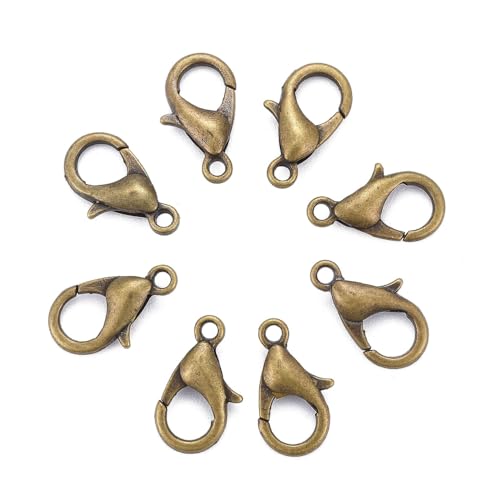 HDSupplies 100 Pieces - Lobster Clasps - Antique Bronze - 12x6mm w/ 1.2mm Hole - color: Antique Bronze, size: 12x6mm