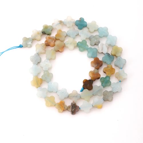 8mm Natural Amazonite Gemstone Faceted Clovers Beads Four-Leaf Spacer Loose Beads for DIY Jewelry Making Beads - color: Amazonite
