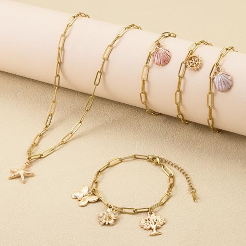 SMYHTGLIF 20 Pack Paperclip Chain Bulk Necklace Bracelet for Jewelry Making 4mm Gold Plated Stainless Steel Necklace Bracelet for Women - color: Gold