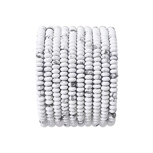 BEADIA Natural White Howlite Disk Stone Beads 4x2mm 160pcs Rondelle Loose Semi Gemstone Beads for Jewelry Making Design - color: White Howlite