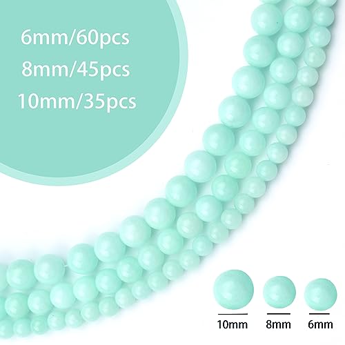 60pcs 6mm Natural Amazonite Gemstone Beads Energy Healing Crystal Round Loose Stone Beads for Jewelry Making, DIY Bracelets Necklaces - color: Amazonite, size: 6mm