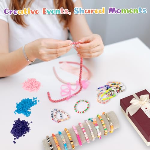 Clay Beads for Bracelets Making Flat Round Polymer Beads for DIY Jewelry Making（200Pcs，Red）