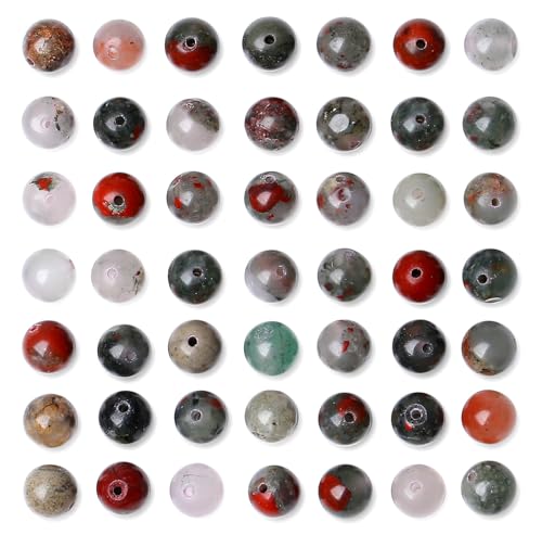 QINJIEJIE 100PCS Dragon Blood Stone Beads 8mm Natural Stone Beads Round Loose Gemstone Bead for Bracelet Beading Crystal Jewelry Making DIY Necklace Earrings 0.32" - color: Dragon Blood Stone, size: 100PCS
