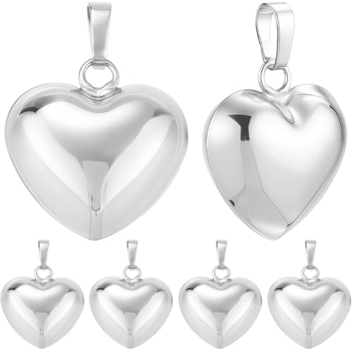 Beebeecraft 10Pcs 925 Sterling Silver Plated Heart Charms Metal Brass Love Heart Puffy 3D Shaped Pendant Charm for Jewelry Making Valentine DIY Crafts Necklace (20x20.5x10mm) - color: Silver, size: 20x21x10mm