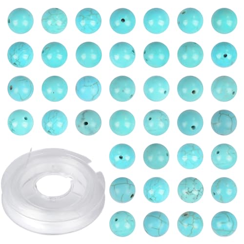 4mm 200pcs Natural Stone Round Beads Blue Turquoise Genuine Stone Beading Loose Gemstone DIY Charm Smooth Beads for Bracelets Necklaces Earrings Hole Size 1mm (Blue Turquoise 4mm) - color: Blue Turquoise, size: 4mm