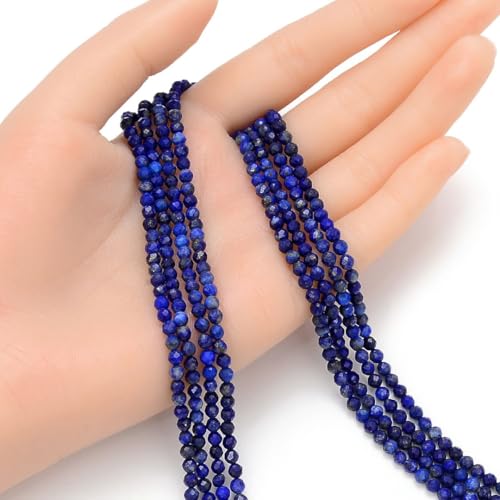 Adabele 15 Inch Natural Blue Lapis Lazuli Healing Gemstone 3mm (0.12 Inch) Tiny Small Faceted Round Loose Beads Stone Spacer (100-110pcs) for Craft Jewelry Making GK3-4 - color: Lapis Lazuli, size: 3mm (0.12") - 15 inch/1 strand