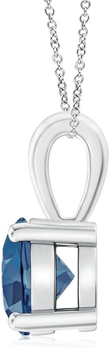 Angara Natural Blue Topaz Solitaire Pendant for Women | Classic Prong-Set Round Blue Topaz Pendant in 14K Solid Gold/Silver/Platinum With 18" Chain | December Birthday, Gemstone Jewelry Gift