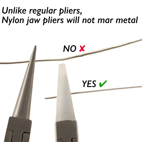 The Beadsmith Round Nose Nylon Jaw Pliers – 5 inches (127mm) – Ergonomic Handle, Double Leaf Springs – Includes Replacement Heads – Jewelry Making Tool for Creating Bracelets, Earrings & Necklaces - style: Round Nose