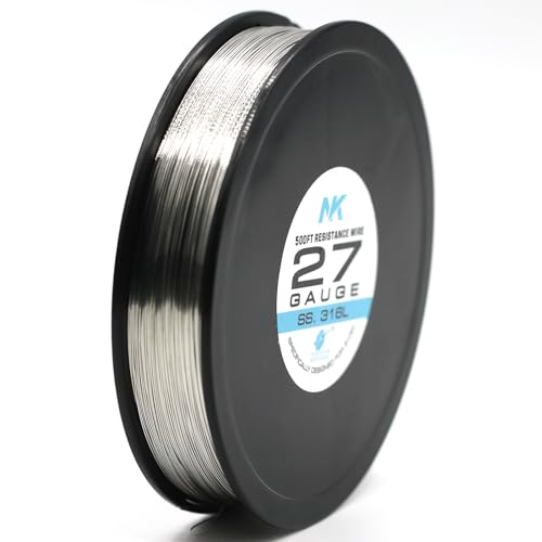 NK Jewelry Making Wire Stainless Steel 316L Soft Annealed AWG 22 24 26 27 28 29 30 32 34 36 38 40 Gauge (SS316L 27Ga 500Feet, 1) - size: SS316L 27Ga 500Feet