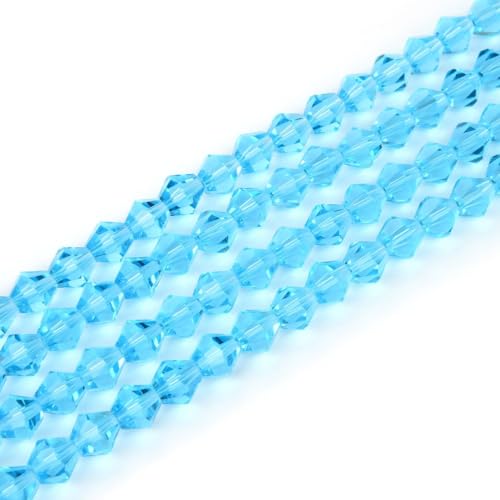 250pcs Czech 6mm (0.24 Inch) Faceted Bicone Crystal Glass Loose Beads Spacer Bulk Aquamarine Blue for DIY Craft Jewelry Making CCB610 - color: Aquamarine Blue, size: 6mm - 250pcs
