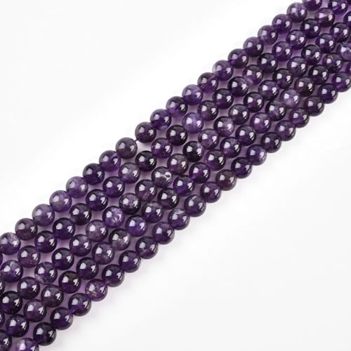 8mm Natural Amethyst Beads Round Gemstone Loose Beads for Jewelry Making (48pcs/Strand) - color: Amethyst, size: 8mm