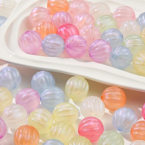 16mm Acrylic Beads 100pcs Cute Colors Spacer Beads Loose Beads for DIY Crafting Necklace Bracelet Jewelry Making Keychain (Pink&Purple) - color: pink&purple