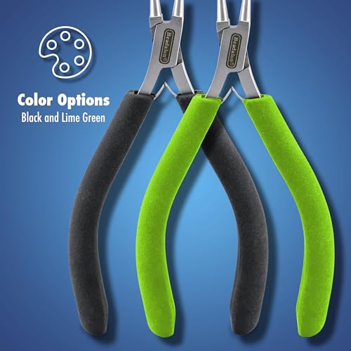 Beadalon Designer Series Slim Pliers Kit, Black Vinyl-Free Grips, Stainless Steel, Chain Nose, Bent Chain Nose, Round Nose, Semi-Flush Cutter, 5.75 in, 4 pc w/Zip Pouch - color: Black, style: Pliers Kit