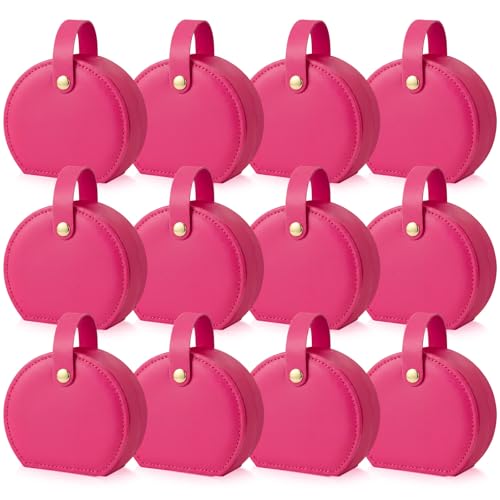 Weysat 12 Pack Travel Jewelry Case Bridesmaid Gifts Box Bulk Small Leather Earring Organizer for Women Teacher Proposal Return Gift (Rose Red) - color: Rose Red