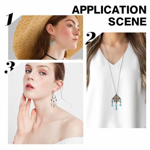 SUNNYCLUE 1 Box 60Pcs 15 Style Tibetan Chandelier Charms Alloy Chandelier Components Links Filigree Flower Linking Charms Teardrop Connector Round Charm for Jewelry Making Charms DIY Supplies Adult - color: 60pcs 15 Style Mixed Color