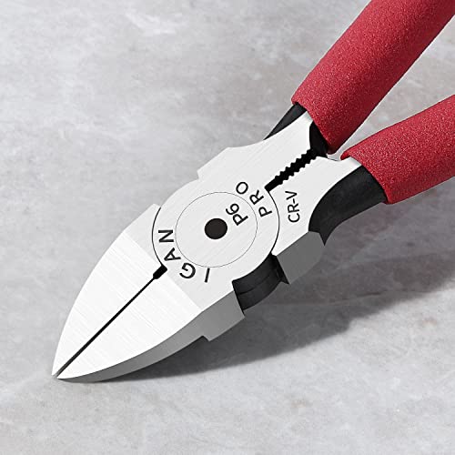 IGAN-P6 6-inch Ultra Sharp & Powerful Side Cutter Clippers with Longer Flush Cutting Edge, Ideal Wire Snips for Crafting, Floral, Electrical & Any Clean Cut Needs - size: Pack 1