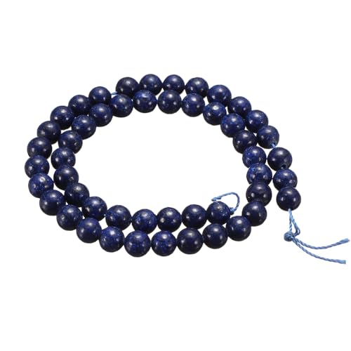 HARFINGTON 50pcs Natural Stone Beads 6mm Lapis Lazuli Blue Round Gemstone Stone Loose Beading Real Genuine Smooth Balls Bead for Jewelry Making Bracelets Necklace Earrings DIY - color: Lapis Lazuli Blue, size: 6mm