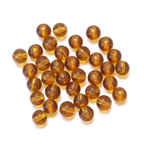 476Pcs Natural Gemstone Smooth Round Crystal Glass Beads for Jewelry Making(Brown), Glass Spacer Loose Beads for Crafts Bracelets Necklaces Charms Pendants Presents 4/6/8/10/12mm - color: Round Glass Beads: Brown