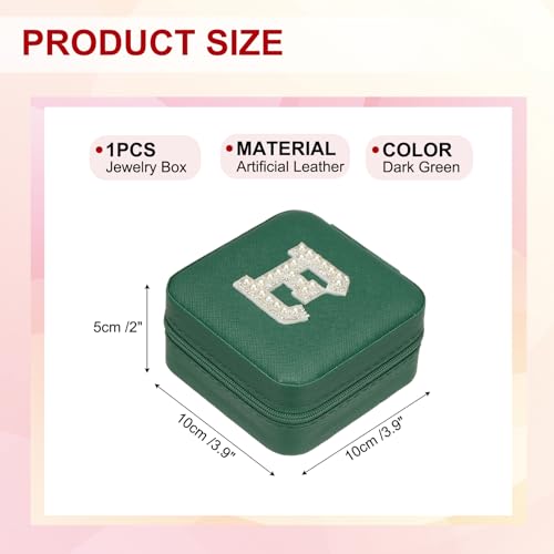 PATIKIL Travel Jewelry Case,E Initial Small Travel Jewelry Box Organizer Rings Earrings Storage Case Personalized Gifts for Women Girls Birthday Christmas Bridesmaid Gifts,Dark Green - style: E