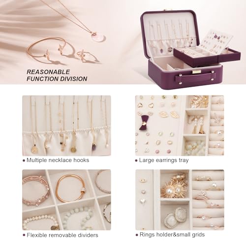Travel Jewelry Case Organizer, Large Travel Jewelry Organizer, Travel Jewelry Box and Portable Travel Jewelry Case, Burgundy Red - color: Exquisite Wine Red