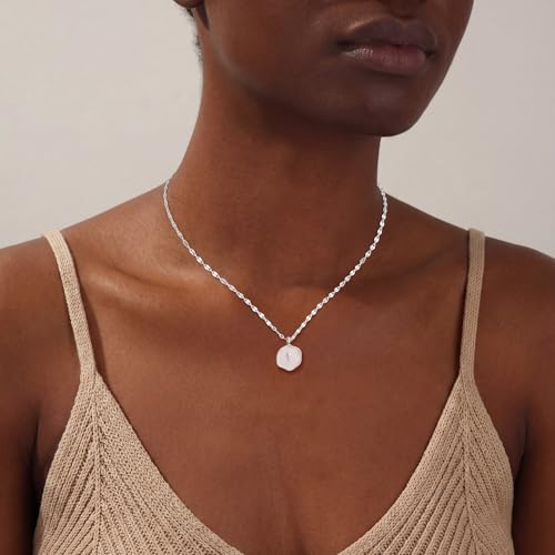 Mothers Day Gifts for Mom Cross Necklace for Women Dainty 14K Gold Plated Cross Coin Necklace Simple Round Disc Pendant Minimalist Cute Charm Everyday Religious Jewelry Gifts - style: sequin chain silver