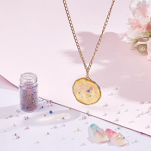 PH PandaHall 8640PCS Resin Bubble Beads, 12 Colors Round Glass Seed Beads Mini Iridescent Crystals for Resin Crafting and Nail Arts Jewelry Making, 0.43mm - color: 12 Colors