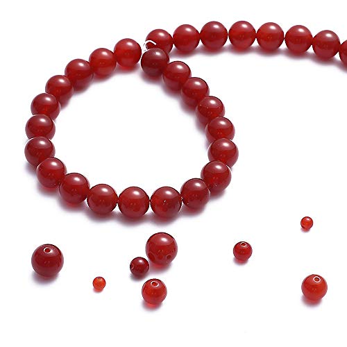 BEADIA Natural Red Agate Stone Round Loose Semi Gemstone Beads for Jewelry Making 4MM 89PCS - color: Red Agate, size: 4mm