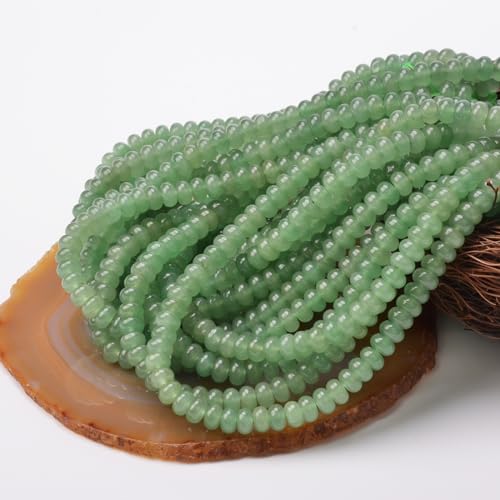ICAI Beads 5x8mm Natural Rondelle Spacer Loose Beads for Jewelry Making DIY Crafts Design 1 Strand 15" APPR (Green Aventurine) - color: Green Aventurine, size: 5x8