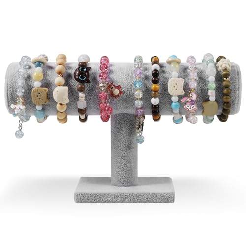 T-Bar Bracelet Display Stand for Selling, Jewelry Storage, Bracelet Holder Stand,Bangle, Jewelry Business Supplies, Watch holder for Women & Men (Gray Velvet) - color: Gray Velvet