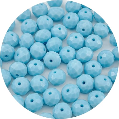 100pcs 8mm Crystal Glass Beads Faceted Rondelle Glass Spacer Beads for Bracelets Necklace Pendants Earrings Key Chains Jewelry Making(Lake Blue Porcelain) - color: Lake Blue Porcelain, size: 8mm