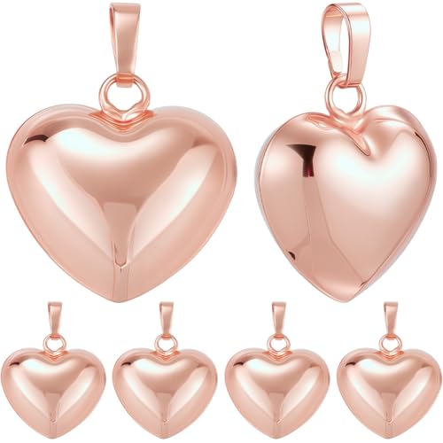 Beebeecraft 10Pcs Rose Gold Plated Heart Pendant Charms Metal Brass Love Heart Puffy 3D Shaped Charm for Jewelry Making DIY Crafts Necklace Valentine (20x20.5x10mm) - color: Rose Gold, size: 20x21x10mm